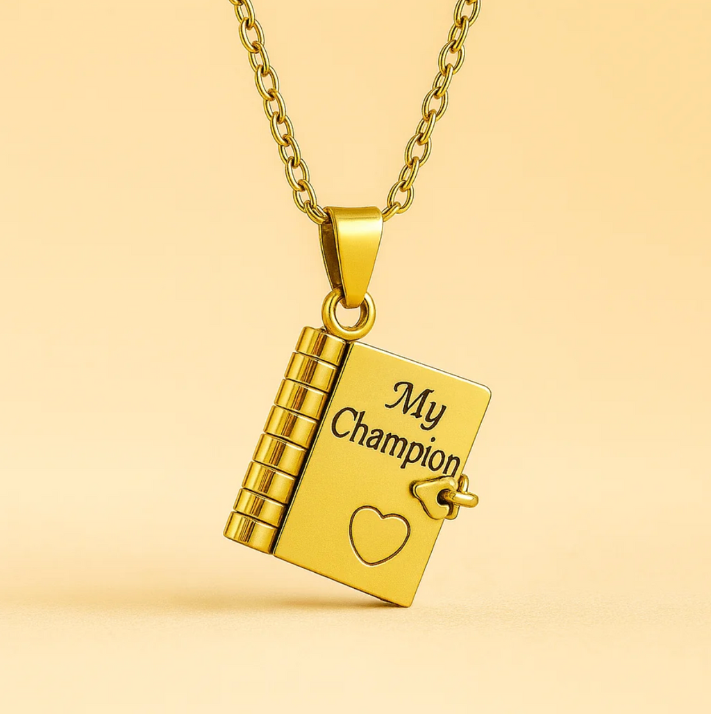 The Champion book locket necklace in gold