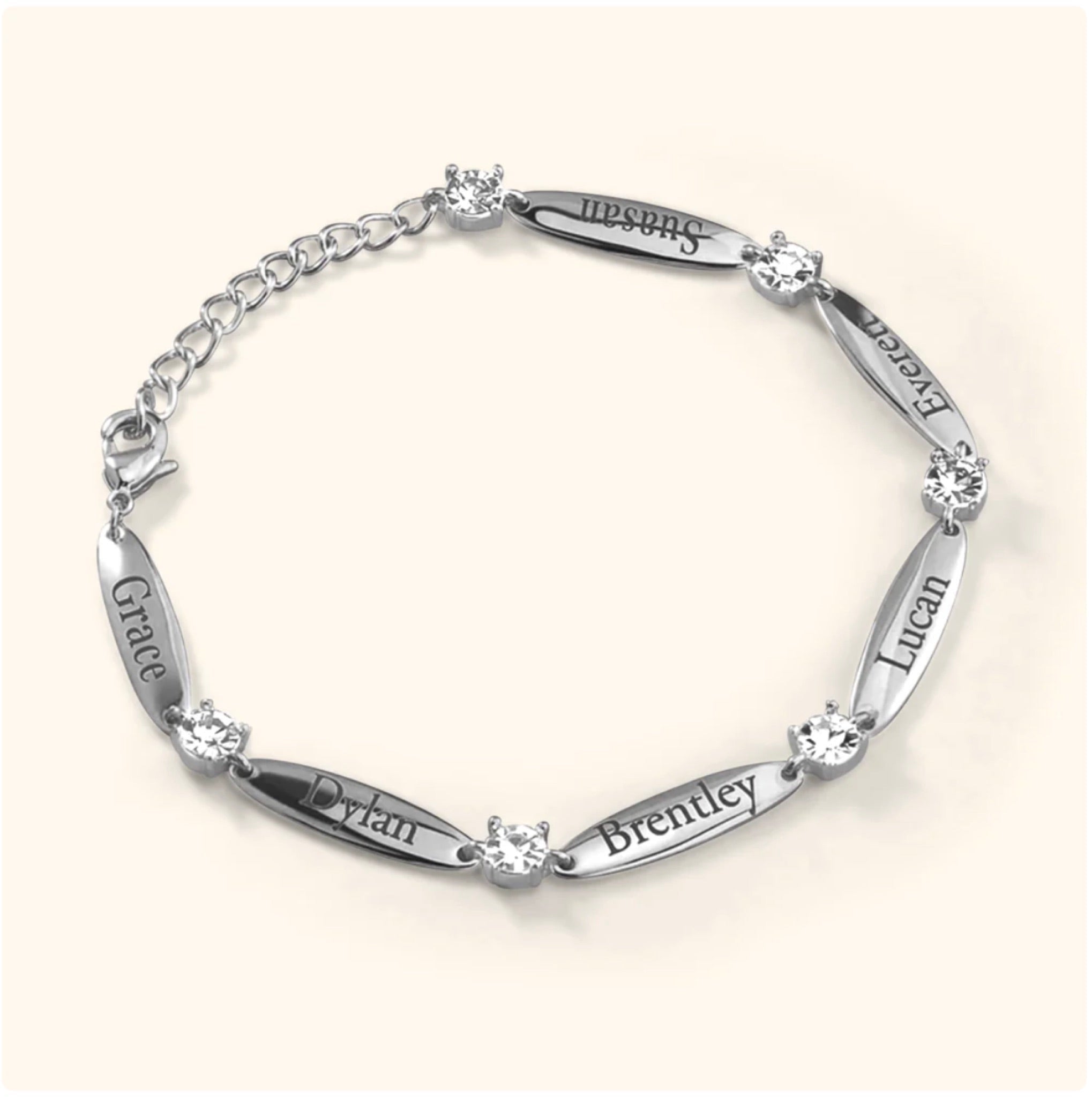 The Luna name bracelet — gold close-up